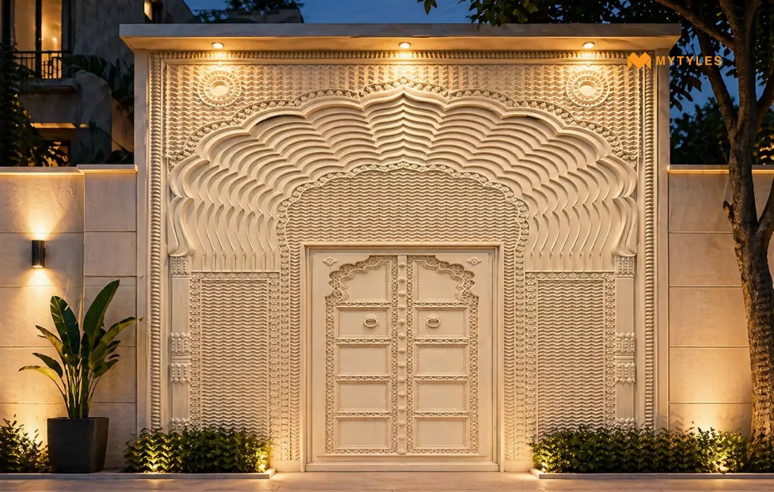 3D Mint Mandir Arch Mural